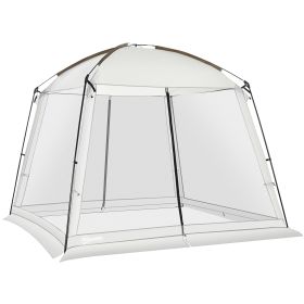 Outsunny 10'x10' Mesh Tent w/ 2 Doors Carry Bag and Breathable Walls, UV50+ Protection Screen House, Easy Setup and Pack, White