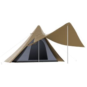 Outsunny Teepee Camping Tent: 2-3 Person Easy Setup with Porch for Outdoor Hiking