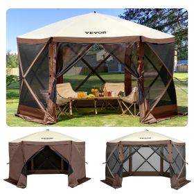 VEVOR Camping Gazebo Tent, 10'x10', 6 Sided Pop-up Canopy Screen Tent for 8 Person Camping, Waterproof Screen Shelter w/Portable Storage Bag