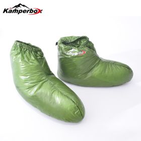 Kamperbox Down Slippers Down Socks Camping Down Booties For Sleeping Bag Camping AQ3 (Color: Green)