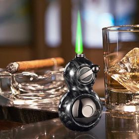 Torch Lighter, Black Myth Gourd Shape Lighter, Metal Windproof Torch Lighter, Portable Lighter, Flame Size Adjustable refillable Gas Lighter (Color: Black)