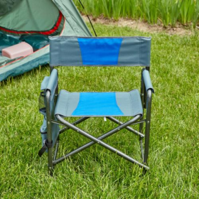 Padded Foldable Lightweight Oversized Outdoor Chair With Side Table And Storage Bag (Option: Bluegrey1)